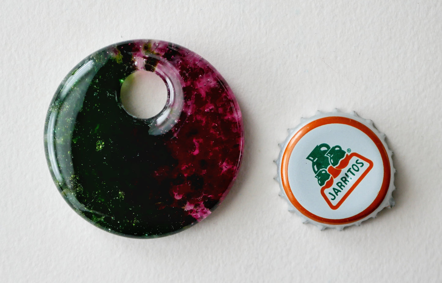 Round Pendant: Green and Fuchsia (PENDANT ONLY)