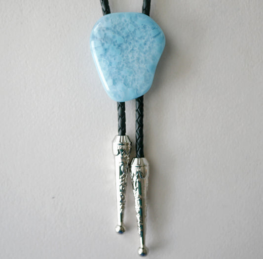 Mottled Sky Blue Bolo Tie #1