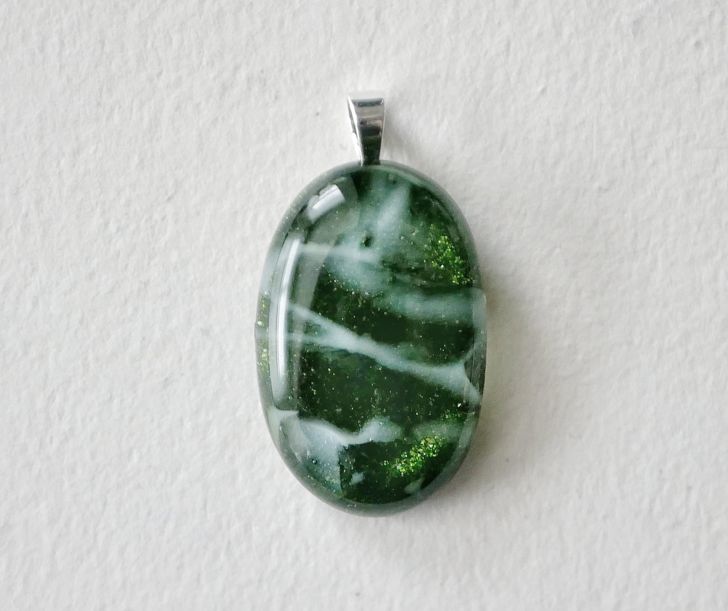 Green Aventurine Dragonskin Pendant #4 (Sterling Silver) (PENDANT ONLY)