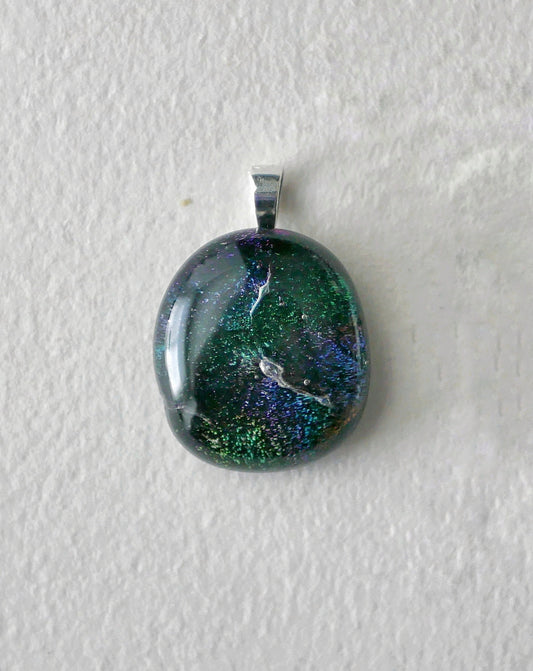 Cool Multicolor Dichroic Pendant #3 (Sterling Silver) (PENDANT ONLY)