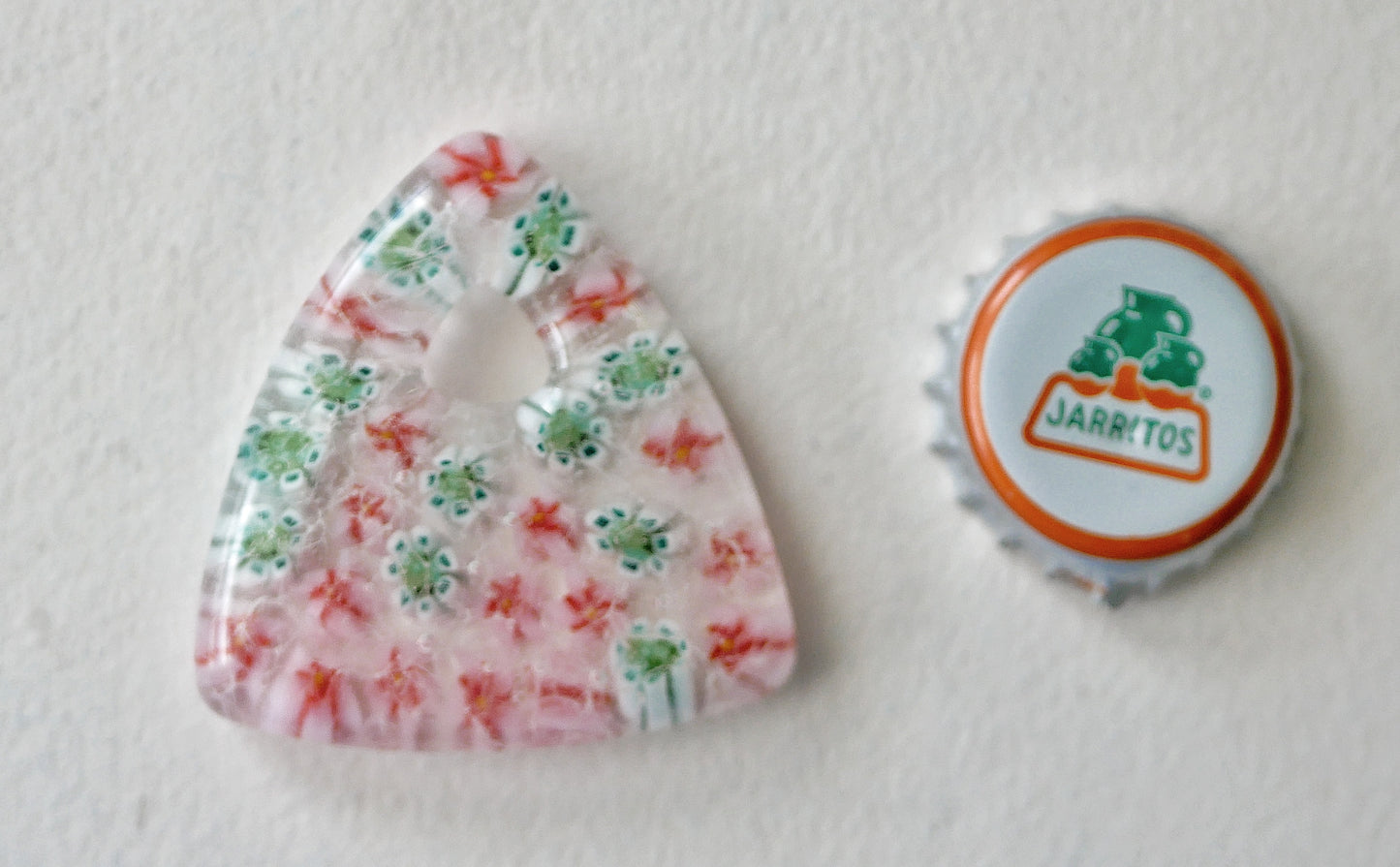 Triangle Pendant: Green and Pink Floral (PENDANT ONLY)