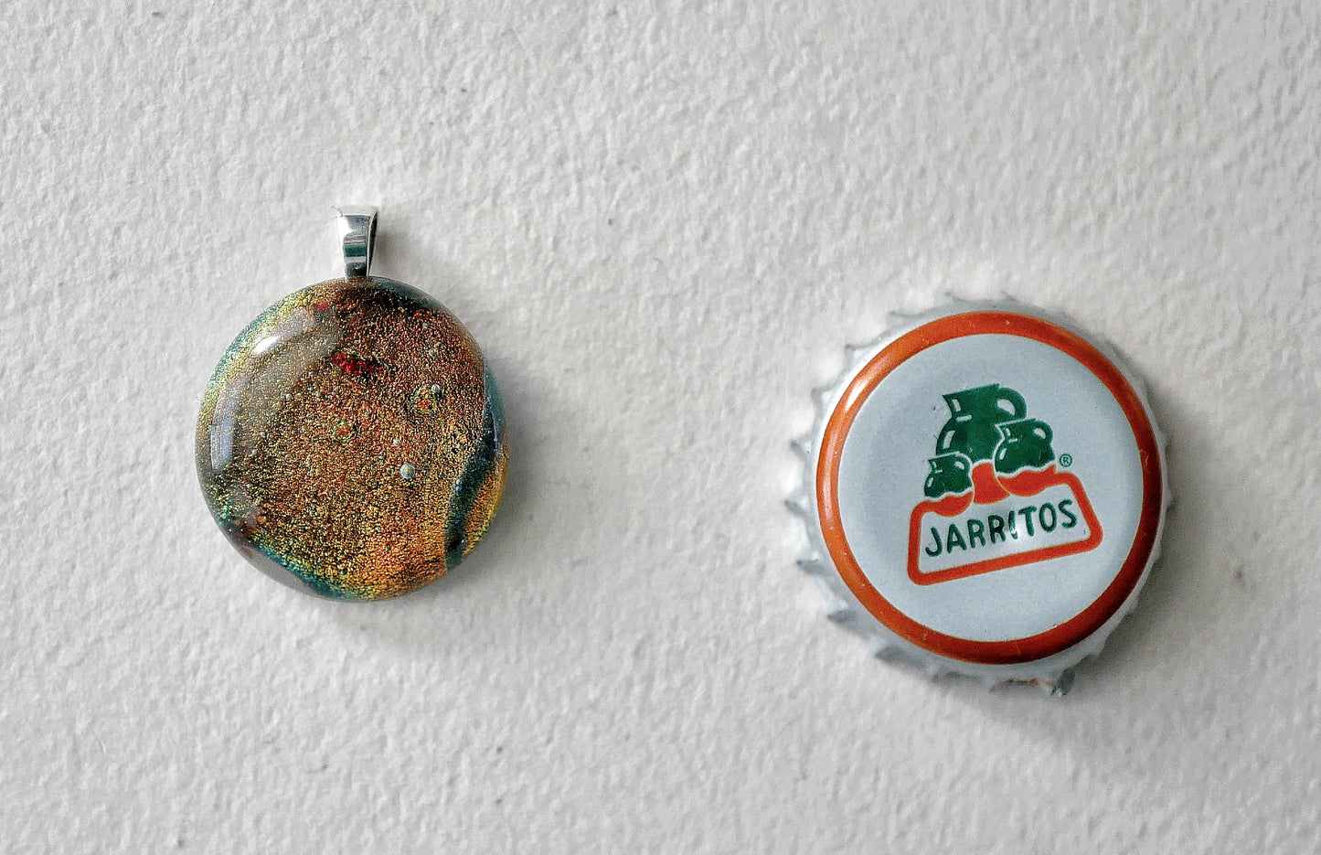 Yellow and Orange Multicolor Dichroic Pendant #2 (Sterling Silver) (PENDANT ONLY)