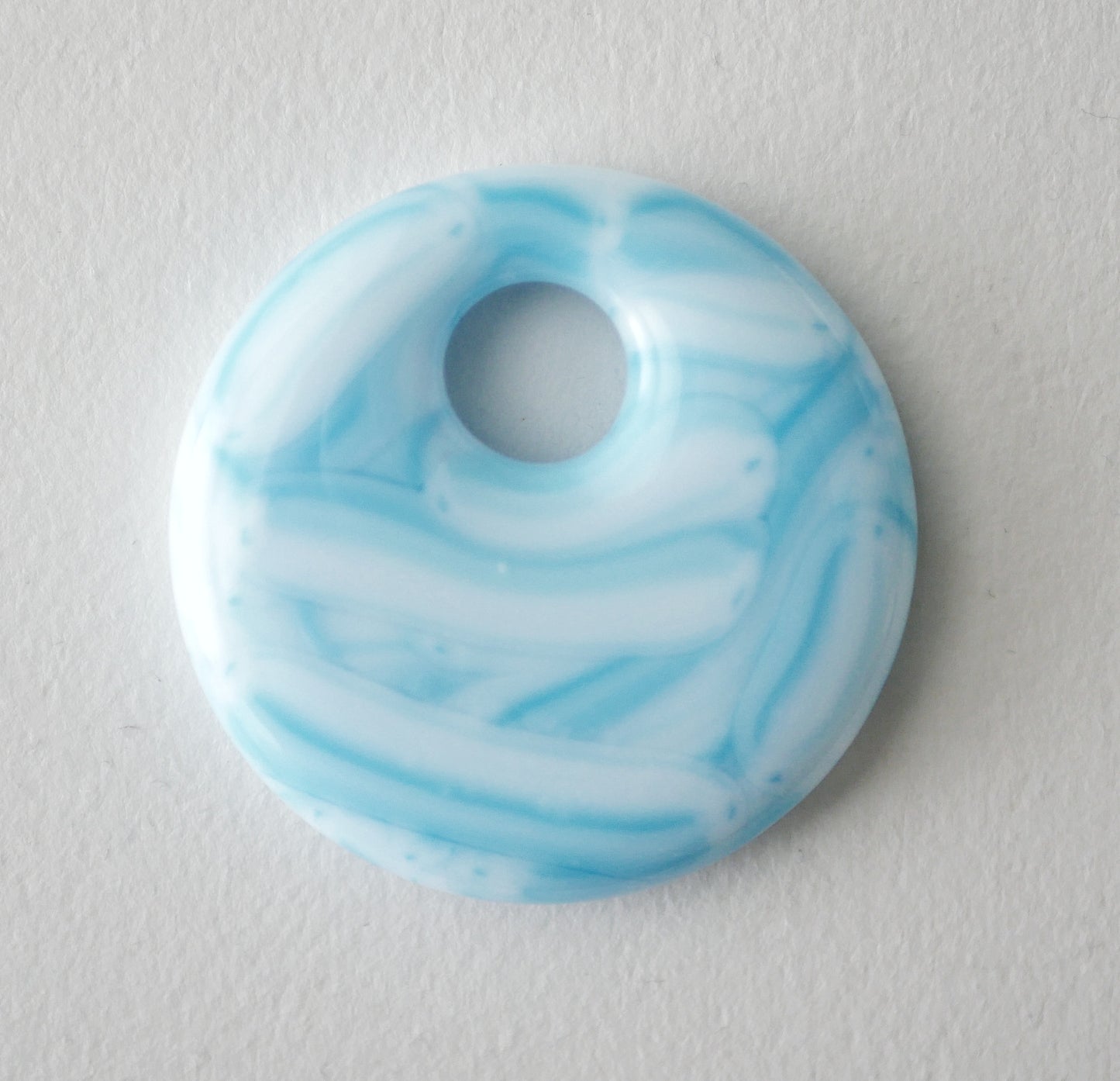 Round Pendant: Sky Blue and White Brushstrokes #1 (PENDANT ONLY)
