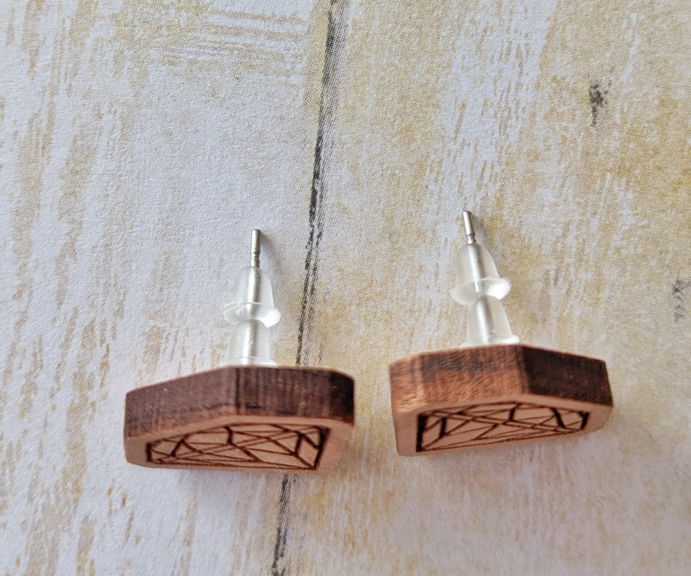 Gem (Diamond) Wooden Earring Studs