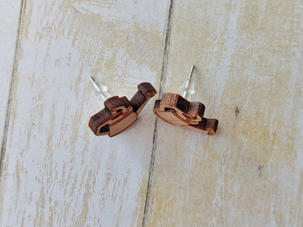 Watering Can Wooden Earring Studs