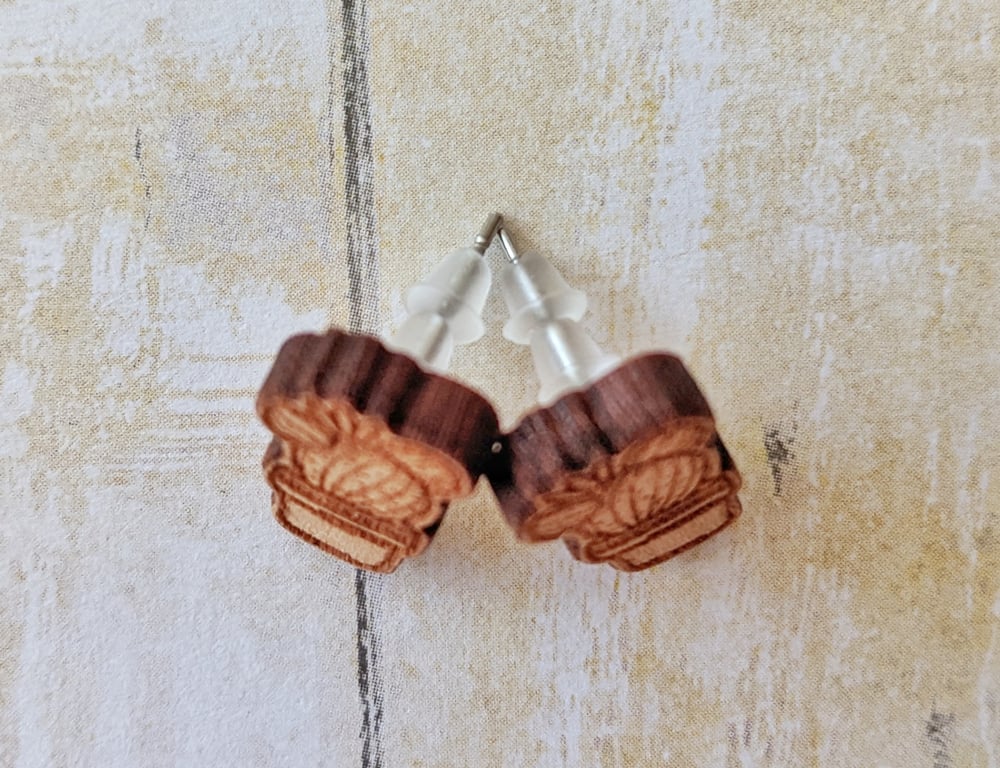 Cactus (Barrel) Wooden Earring Studs