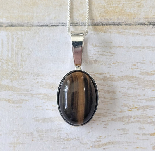 Delicate Sterling Silver Tiger's Eye Necklace