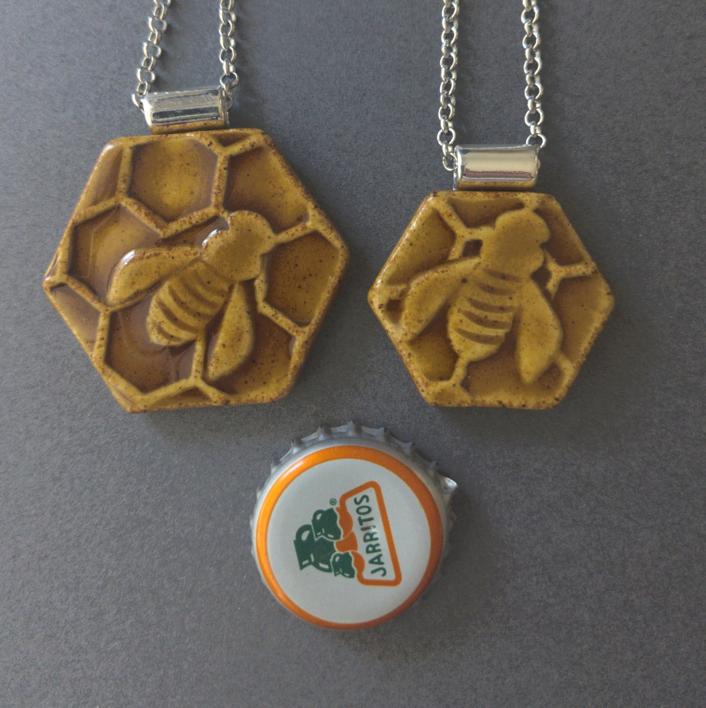 Honey Hexagon Bee Pendant