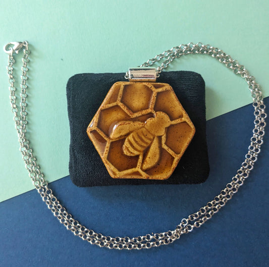 Honey Hexagon Bee Pendant