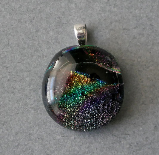 Small Dichroic Pendant with Silver Findings and Choice of Chain/Cord #8