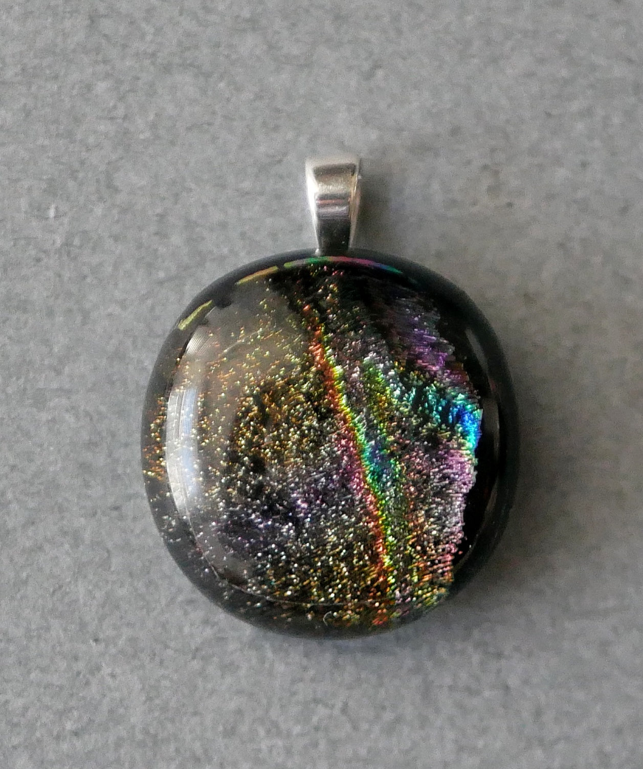 Small Dichroic Pendant with Silver Findings and Choice of Chain/Cord #32