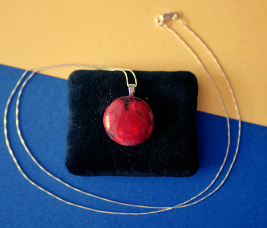 Elemental Bubble Pendant: Reds (Sterling Silver Delicate Chain)