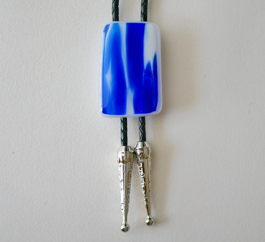 Blue and White Ripple Bolo Tie #1