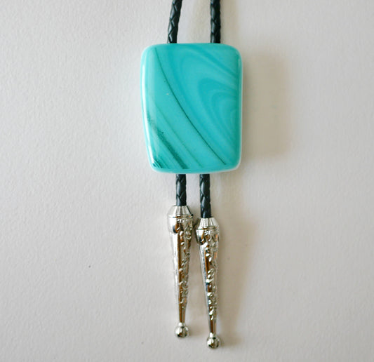 Swirling Teal Bolo Tie #1