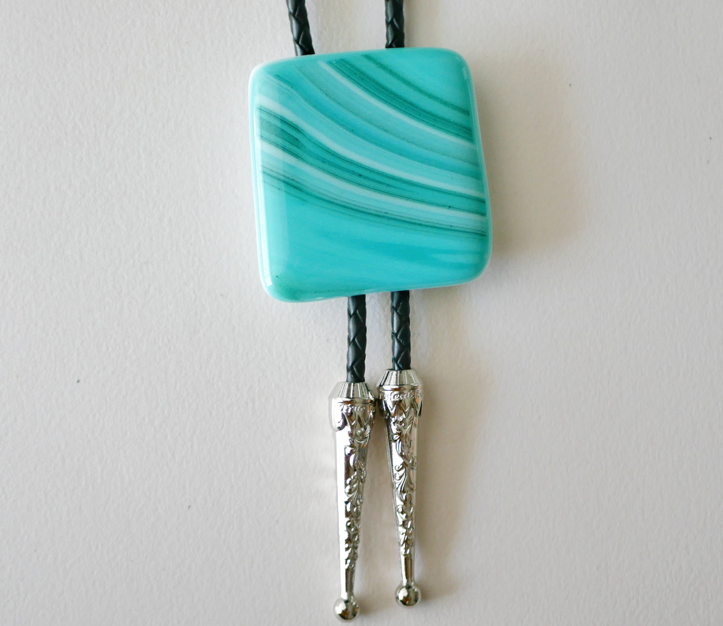 Swirling Teal Bolo Tie #2