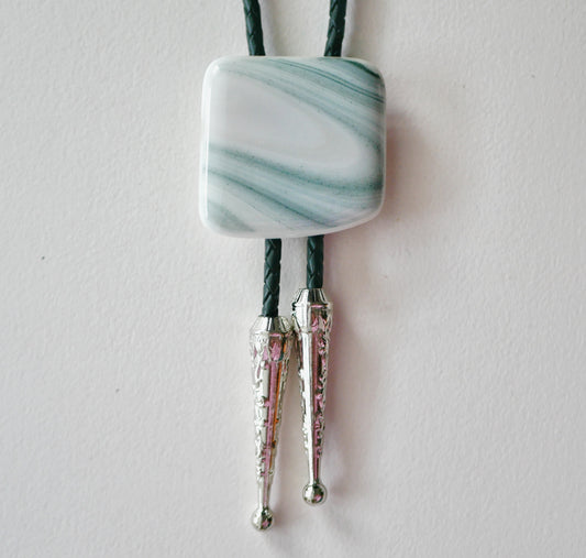 Sage, Forest Green and White Bolo Tie #3