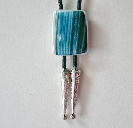 Rippling Sparkly Blue Bolo Tie #1