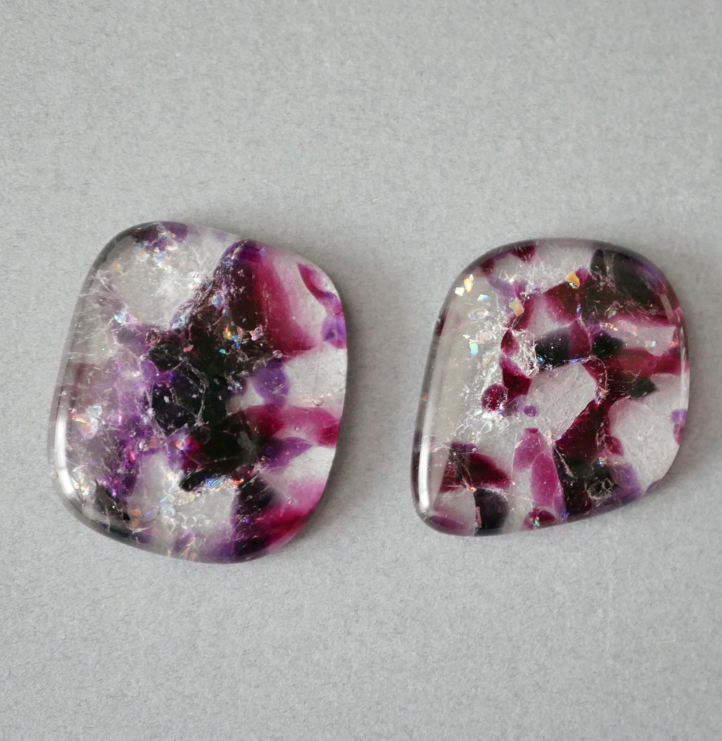 Big Cabochon: Purple and Clear with Dichroic Sparkle