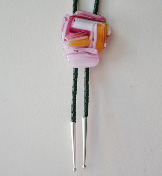 Pink Abstract Bolo Tie