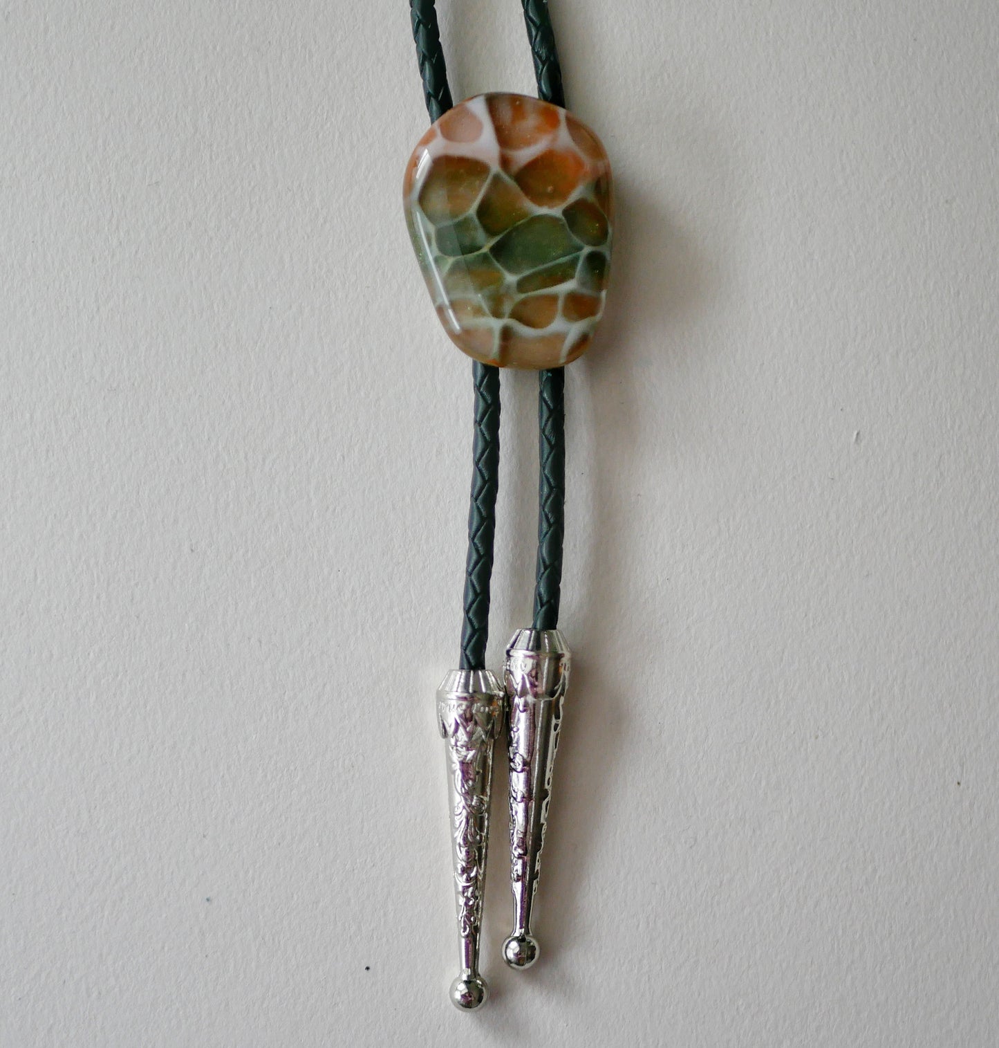 Green and Orange Dragonskin Bolo Tie #6