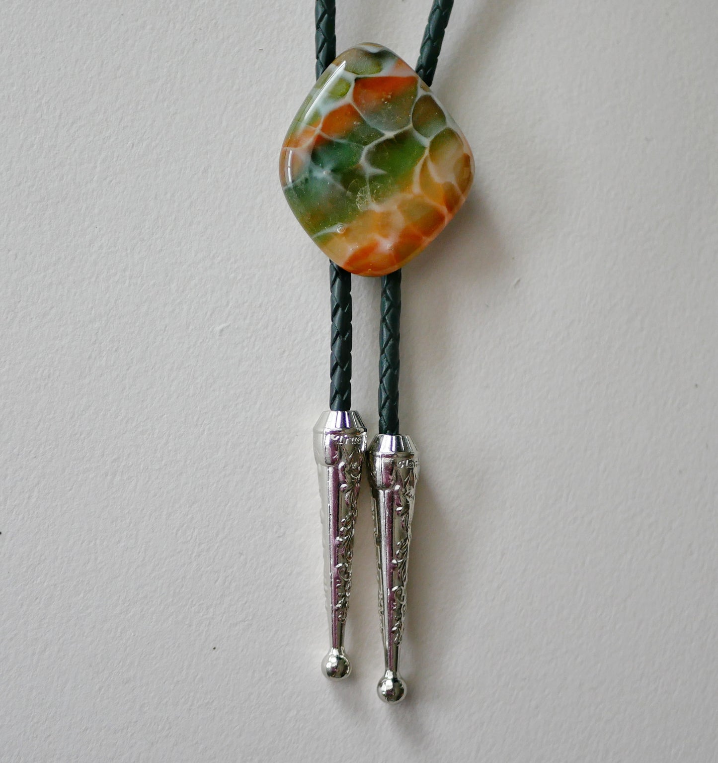 Green and Orange Dragonskin Bolo Tie #5