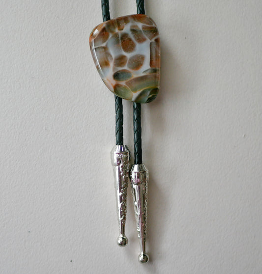 Green and Orange Dragonskin Bolo Tie #4