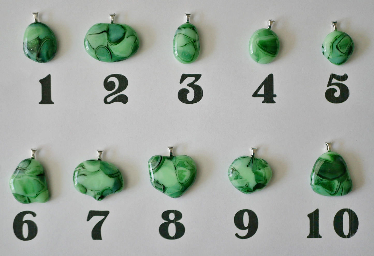 Mottled Green Blob Pendants