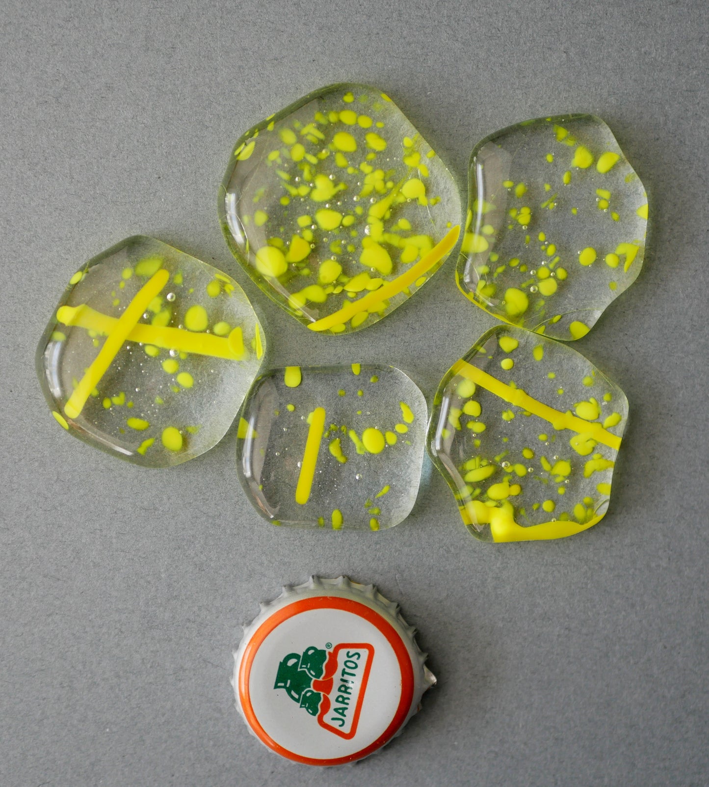 Clear with Yellow Confetti Cabochon Set