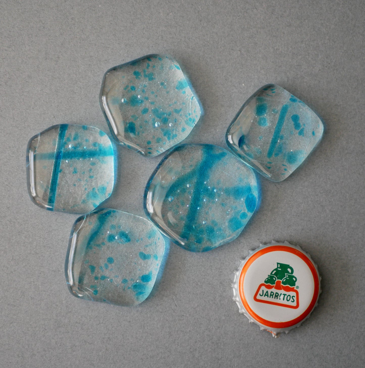 Clear with Blue Confetti Cabochon Set