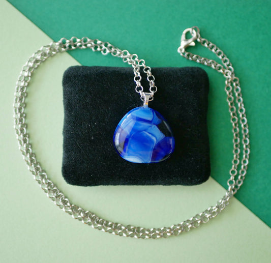 Mottled Blue Blob Pendants