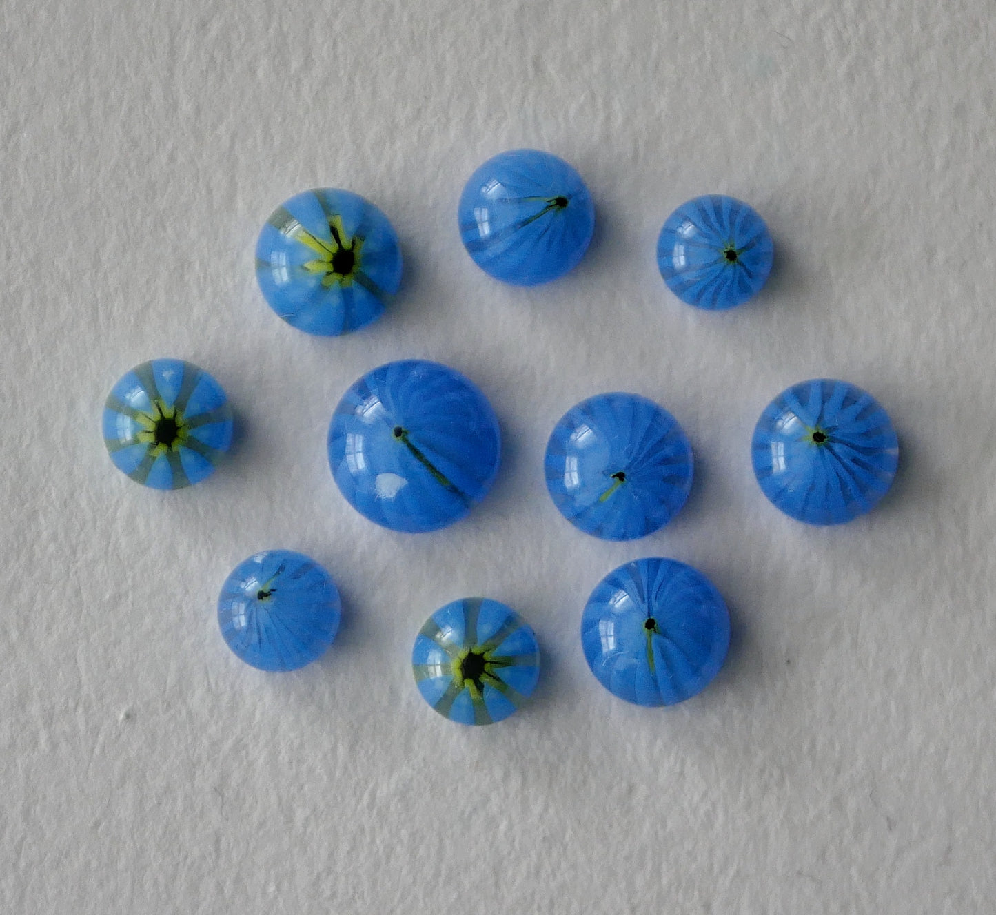 10 Blue and Yellow Floral Tokens