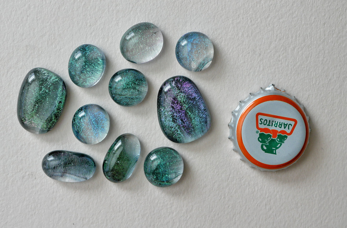 10 Dichroic Purple and Green Tokens