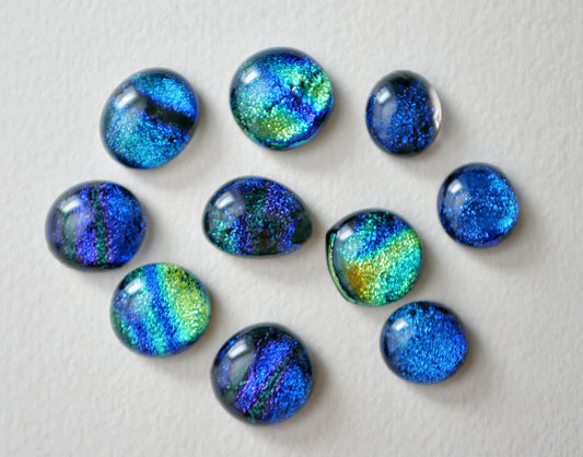 10 Dichroic Blue Green Tokens