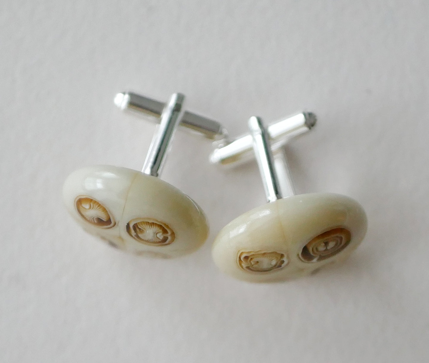 Tan Murrine Sterling Silver Cufflinks