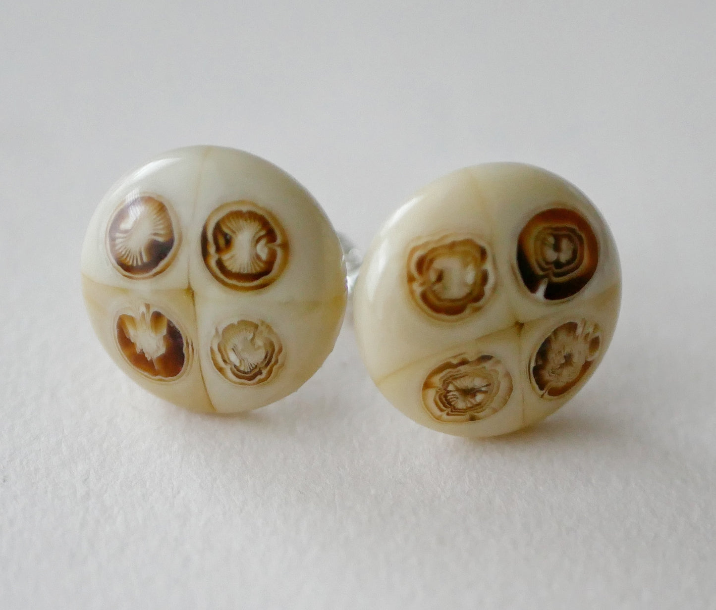 Tan Murrine Sterling Silver Cufflinks