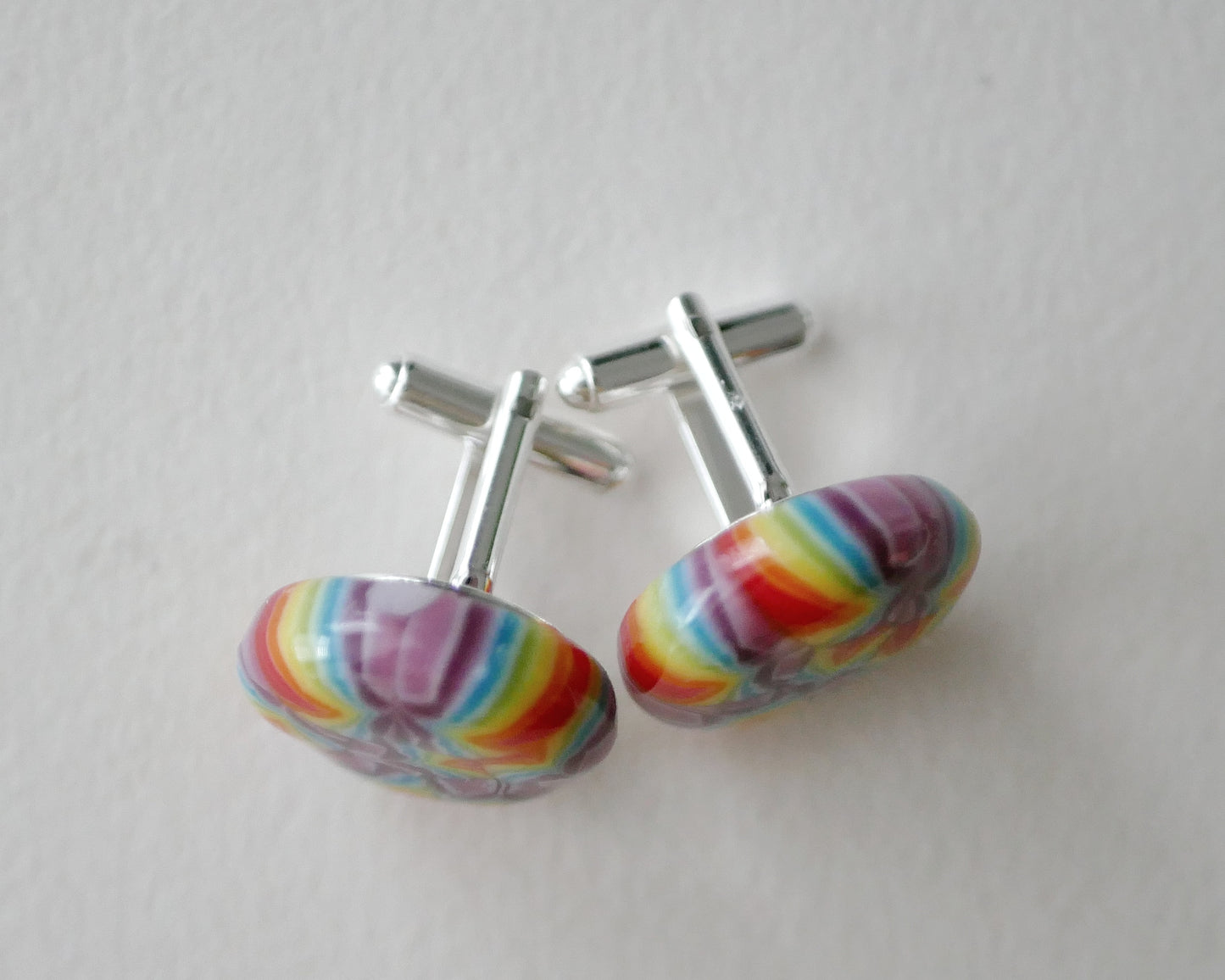 Distorted Rainbow Sterling Silver Cufflinks