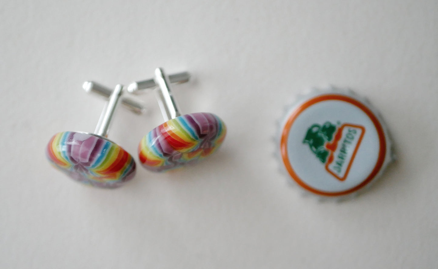 Distorted Rainbow Sterling Silver Cufflinks