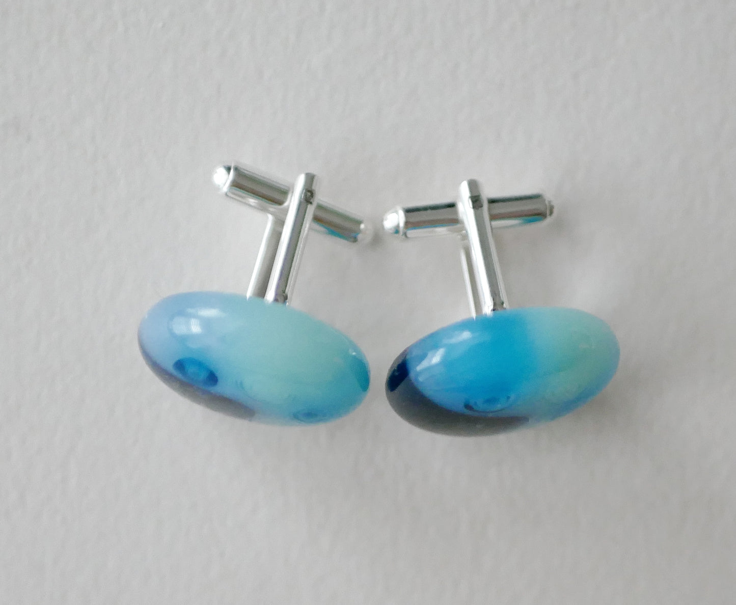 Blue Murrine Sterling Silver Cufflinks