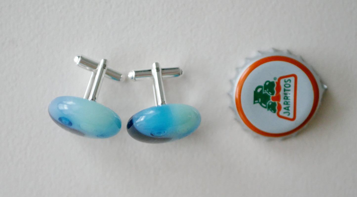 Blue Murrine Sterling Silver Cufflinks