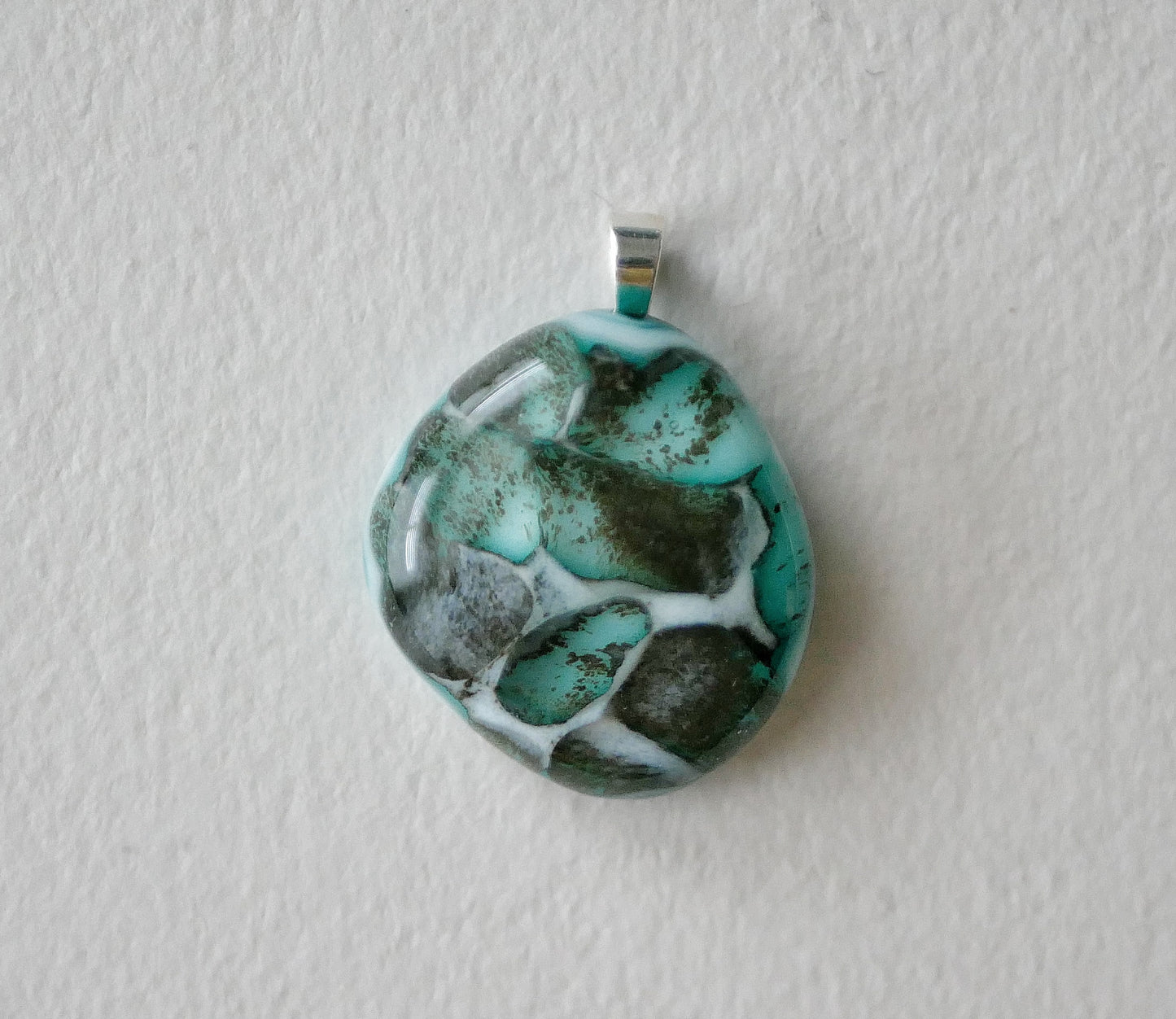 Aqua and Grey Dragonskin Pendant #4 (Sterling Silver) (PENDANT ONLY)