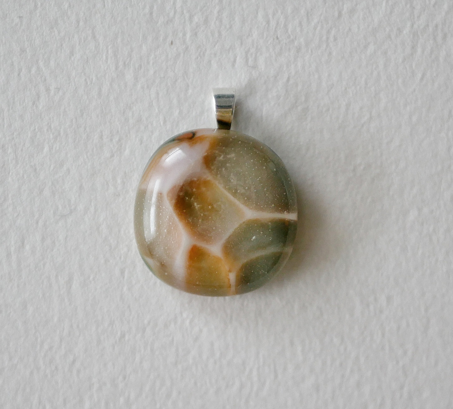 Orange and Green Dragonskin Pendant #2 (Sterling Silver) (PENDANT ONLY)