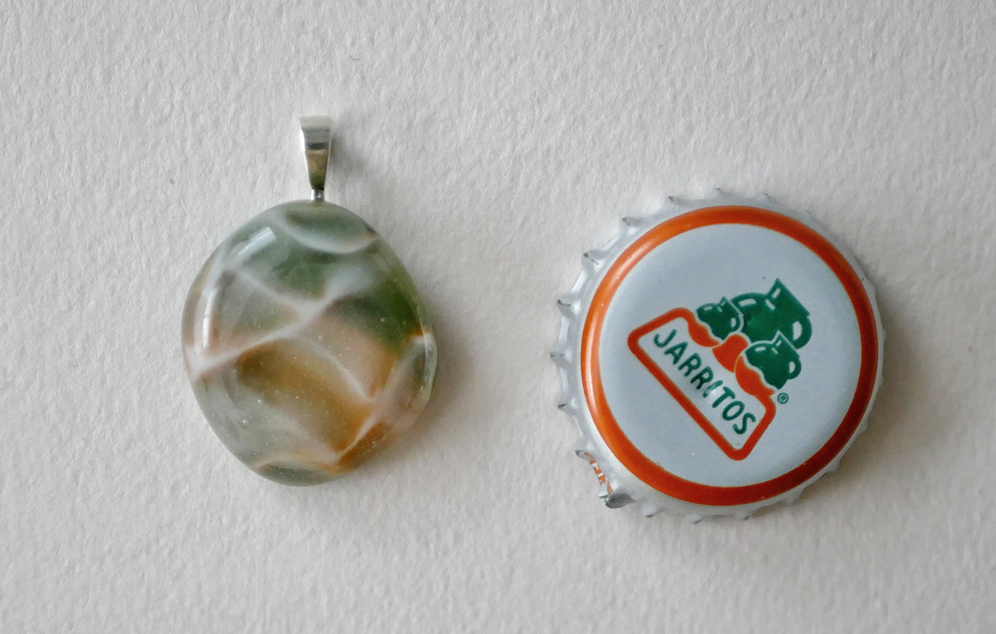 Orange and Green Dragonskin Pendant #3 (Sterling Silver) (PENDANT ONLY)