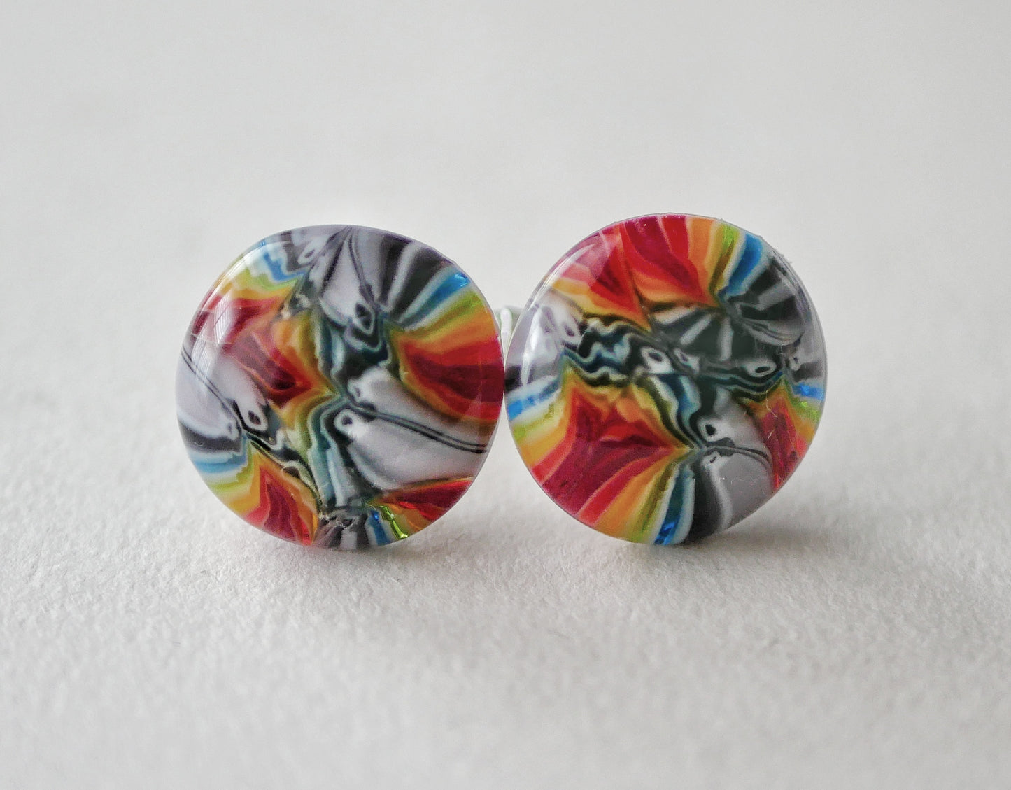 Distorted Dark Rainbow Sterling Silver Cufflinks