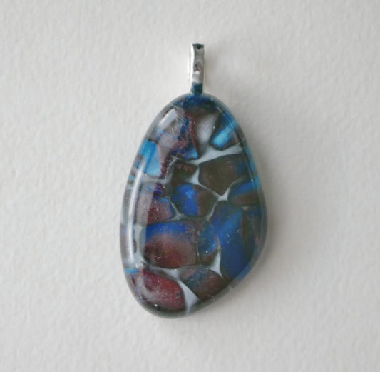 Copper Reaction (Blue, Brown and White) Pendant #1 (Base Metal) (PENDANT ONLY)