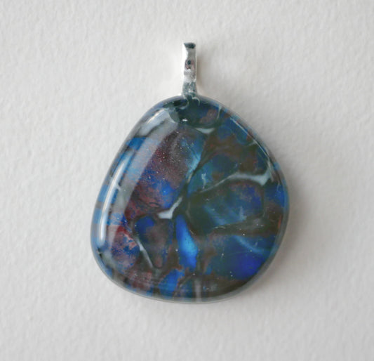 Copper Reaction (Blue, Brown and White) Pendant #2 (Base Metal) (PENDANT ONLY)