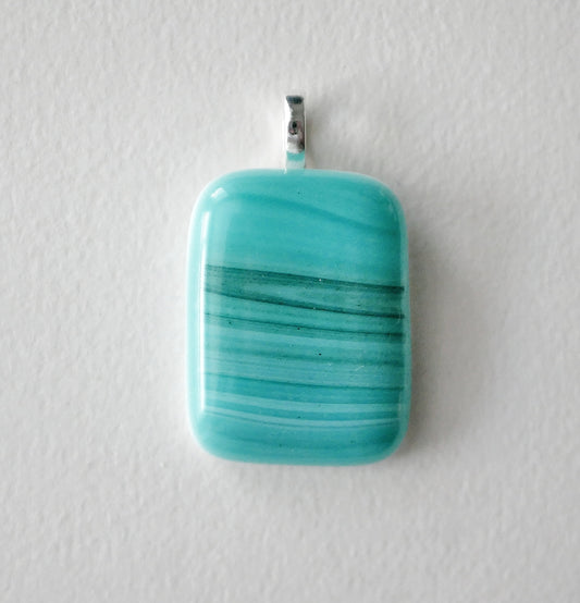 Banded Teal Blue-Green Pendant #2 (Base Metal) (PENDANT ONLY)