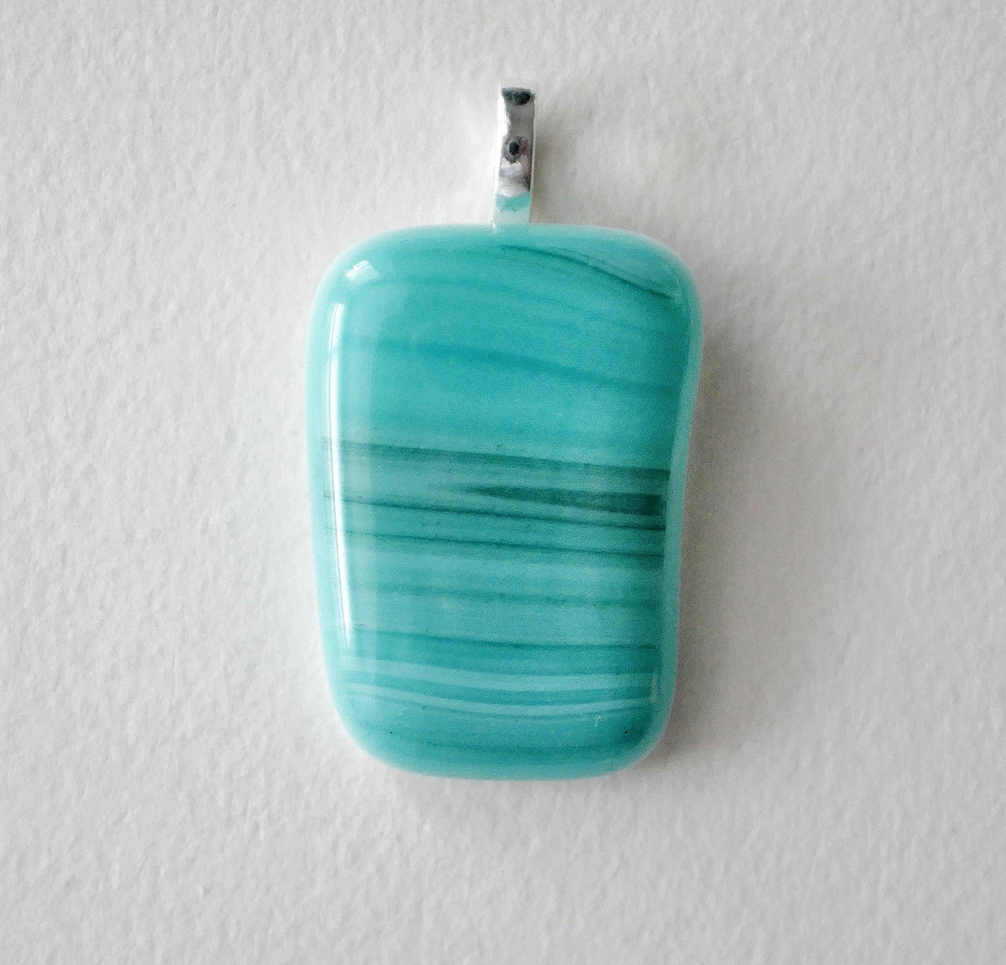 Banded Teal Blue-Green Pendant #3 (Base Metal) (PENDANT ONLY)