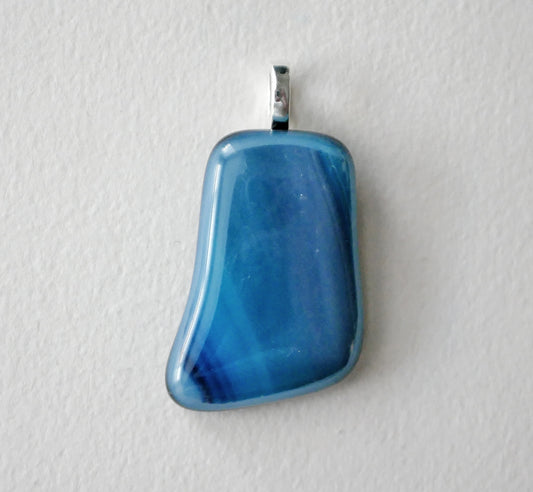 Banded Blue Pendant #2 (Base Metal) (PENDANT ONLY)