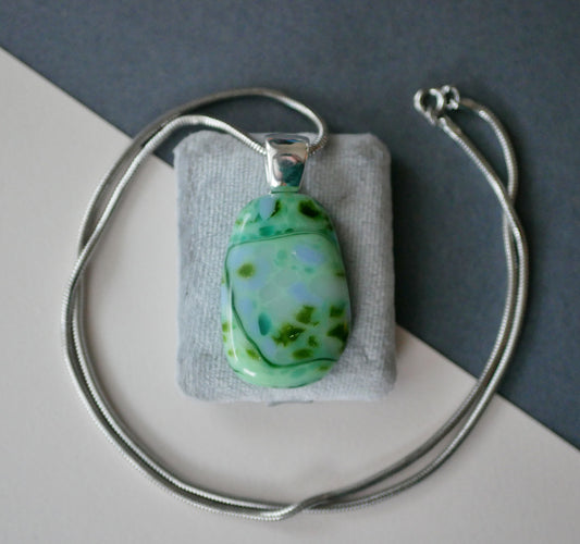 Green and Lavender Mottled Pendant (Base Metal)