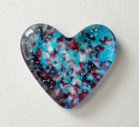 Finely Speckled Pink and Blue Pocket Heart